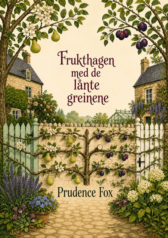 Omslaget til boken «Frukthagen med de lånte greinene» av Prudence Fox