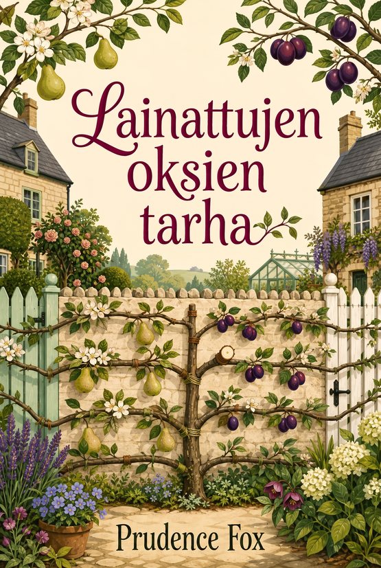 Kirjan ”Lainattujen oksien tarha” kansi, tekijänä Prudence Fox