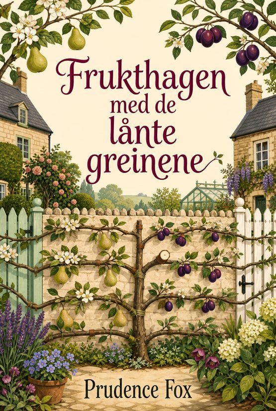Omslaget til boken «Frukthagen med de lånte greinene» av Prudence Fox
