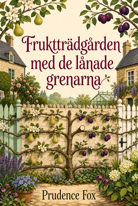 Omslaget till boken ”Fruktträdgården med de lånade grenarna” av Prudence Fox